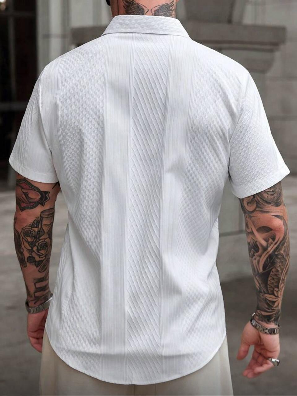 CasualCool Men's Solid Color Short Sleeve Single-Breasted Casual Office Shirt