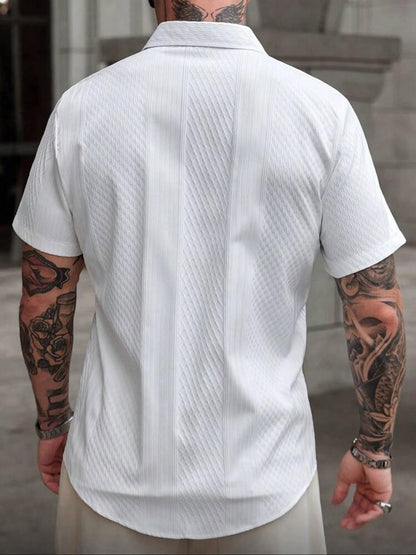 CasualCool Men's Solid Color Short Sleeve Single-Breasted Casual Office Shirt