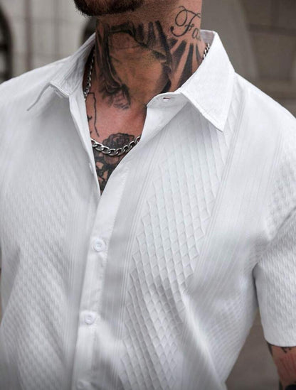 CasualCool Men's Solid Color Short Sleeve Single-Breasted Casual Office Shirt