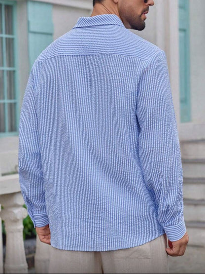 Men's Casual Fashion Striped Textured Fabric Soft & Comfortable Shirt