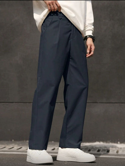 Hypemode Men's Solid Color Pocket Straight Leg Casual Office Pants