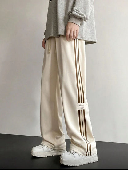 Men's Fashionable Casual Versatile Straight Leg Sports Pants, For Fall