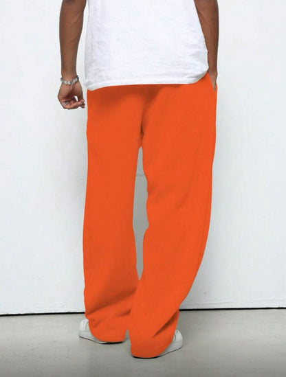 Men's Solid Color Drawstring Waist Wide Leg Loose Casual Sweatpants, For Rave